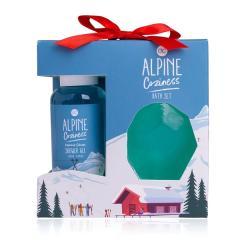 Set da bagno ALPINE COZINESS in confezione regalo, incluso gel doccia da 100 ml, sapone da 50 g, profumo: grappa alla menta pipe