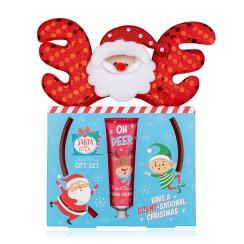 Set da bagno SANTA & CO in confezione regalo, inclusa crema per mani e unghie da 30 ml, fascia per capelli di Babbo Natale, prof