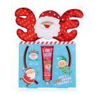 Set da bagno SANTA & CO in confezione regalo, inclusa crema per mani e unghie da 30 ml, fascia per capelli di Babbo Natale, prof